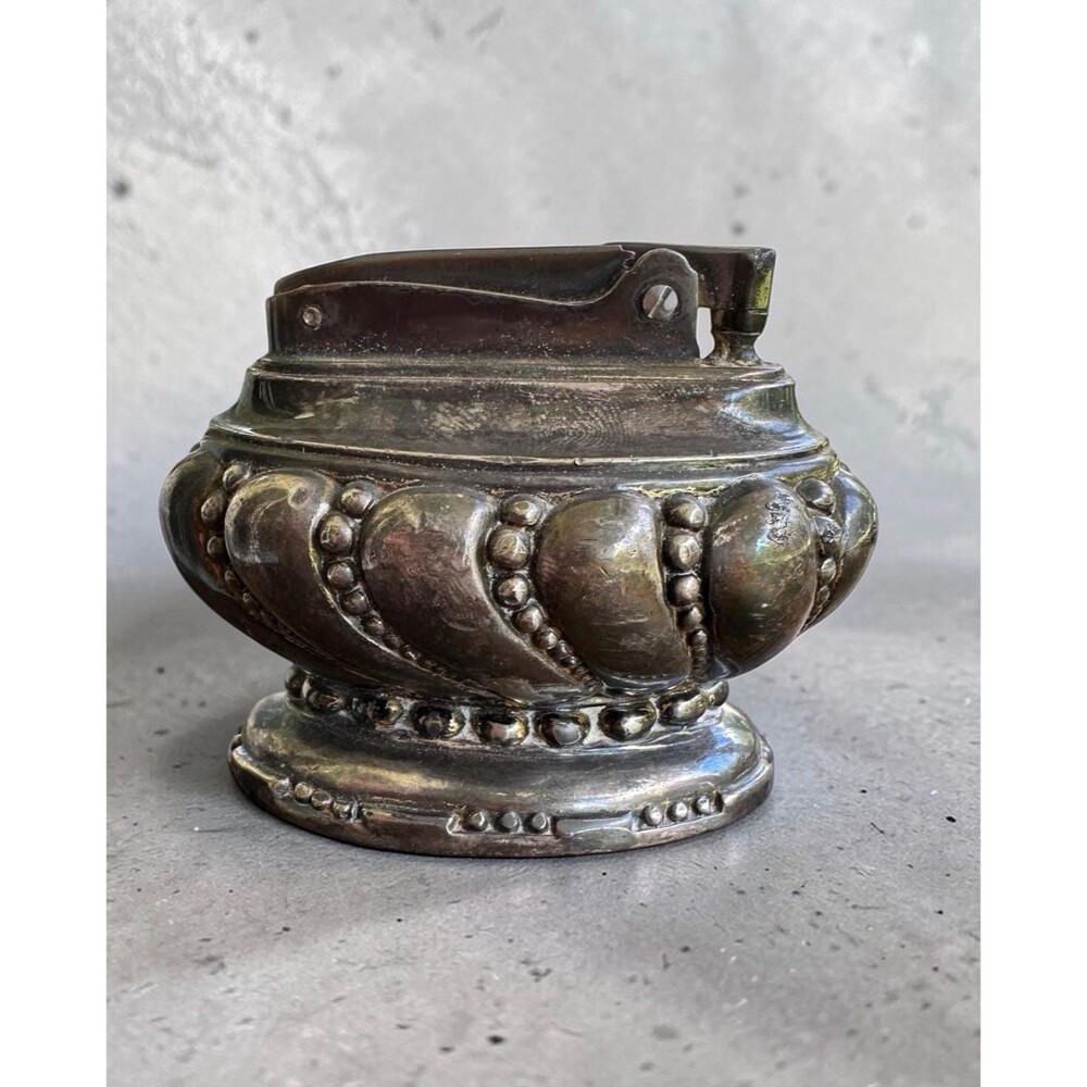 Vintage Ronson Crown Silver Plate Table Lighter MCM Art Deco Tobacciana Newark